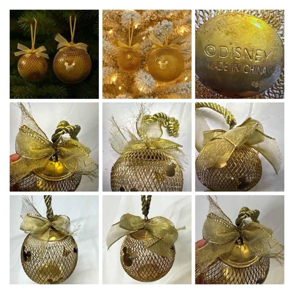 VTG 1990s Disney Mickey Mouse Mesh Christmas Ornament Potpourri Balls Set Of 2